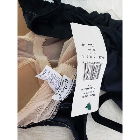 NEW Vintage Gabar Swimwear Womens 1 PC Swimsuit Size 10 Solid Black Retro 80s - Picture 10 of 11